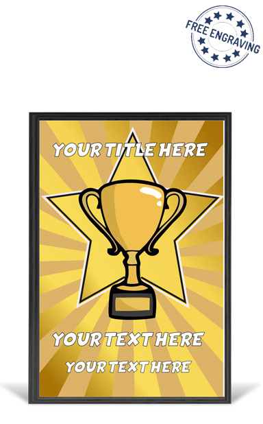 GOLD SCHOOL DESIGN YOUR OWN 6" WOODEN PLAQUE - Fully Colour Engraved - Metallic Finish